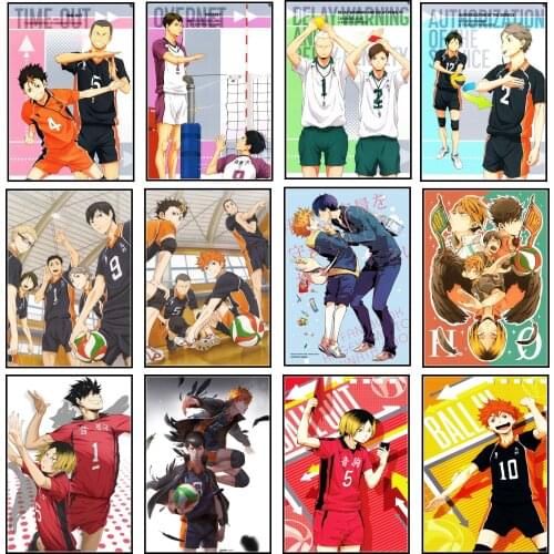 New Style Anime Haikyuu Poster Volleyball Boy Art Painting White Paper Prints Wall Sticker for Room Decoration Wall Stickers