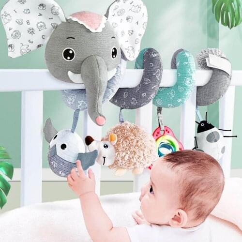 Educational Toddler Toys Baby Plush Animal Rattle Mobile Infant Stroller Bed Crib Spiral Hanging Toys For Baby Toys 0-12 Months