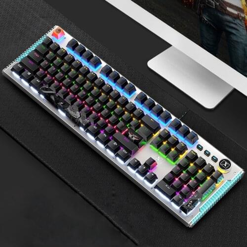 104 Keys Wired Mechanical Keyboard Aluminum Alloy PBT Material RGB Dynamic Light Outemu Switch Gaming Keys for Win/iOS/Android