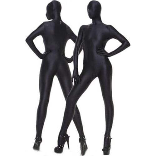 S-XL Lycra Tights Full Coat Outside Seamless Bodycon Jumpsuit Zentai Bodystocking Sexy Hot Erotic Zipper Open Crotch Bodysuit