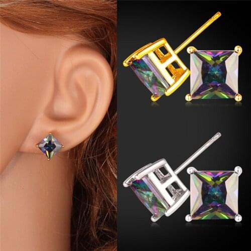 Kpop Zircon Earrings For Women Fashion Jewelry Trendy Gold/Silver Color Stub Earrings E151