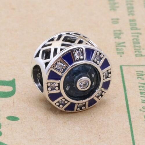 Bewill Authentic S925 Sterling Silver Blue Mosaic Beads Fit Original Charms Bracelet Necklace DIY Jewelry Making