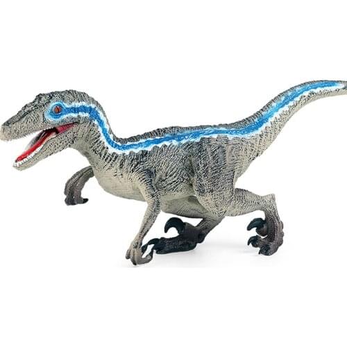 14.5" Super Blue Velociraptor Dinosaur Figure Mouth Can Open Raptor Animal Action Figures Collection Toy Collector Kid Gift