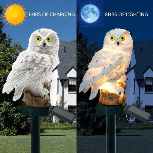 2v 0.07w Owl Design Solar Power Energy LED Lawn Lamp Outdoor Light IP65 Water Resistance Built-in 600mAh High Capacity
