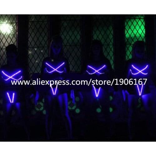 LED Light Luminous Bra Shorts Sexy Suit Women Costumes Growing Singer Stage Performance Sex Dance Wear