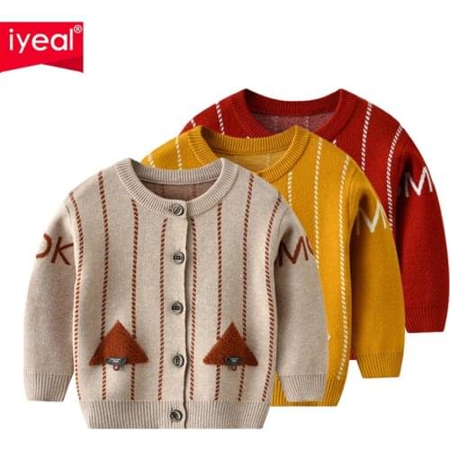 IYEAL Girl Boys Sweaters Baby Cotton Knit Cardigan Sweater Kids Long Sleeve Autumn Children Clothes Fashion Boy Girl Outerwear