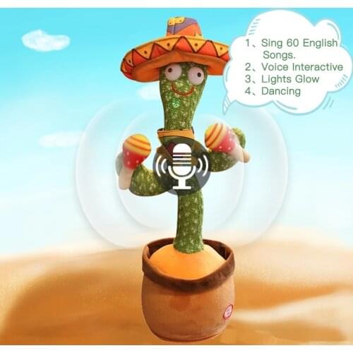 Dancing Cactus Plush Electric Toy Electric Luminous Singing Dancing Learn Speak Education Toy for Early Children Dancing Cactus