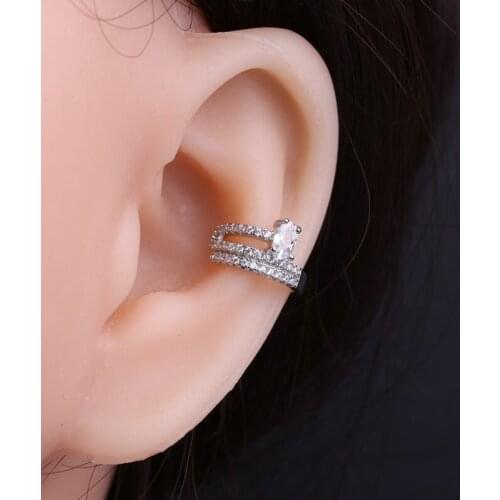 UNNAIER zircon ear bone clip fashion earrings women rose gold s925 high-end punk no pierced earrings wholesale jewelry