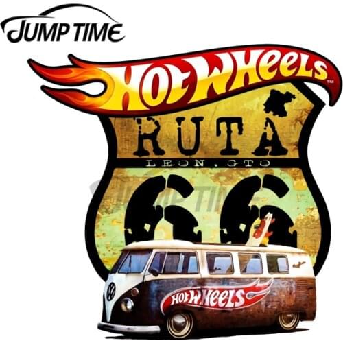 JumpTime 13 x 10.2cm Hot Wheels U.S. Route 66 Road Vehicle Decal Trunk Waterproof Scratch-Proof Car Stickers Camper Car Wrap