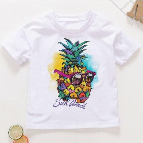 Funny tshirt girl cute t shirt for girls clothes children clothing Pineapple kids clothes boys Fruit cartoon graphic t shirts