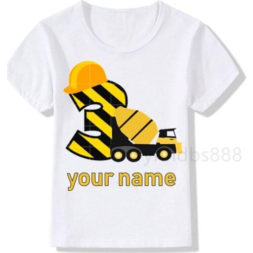 1-10Birthday Boy Number Print T Shirt Mixer Truck Children Birthday Boy T-shirts Boy&Girl Funny Gift Tshirt Present Boys Clothes
