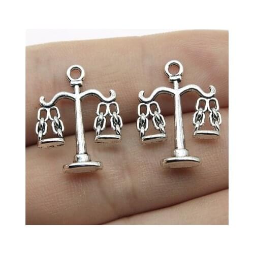Newest 10Pcs 22*17mm Antique Silver Color Balance Charms For DIY Jewelry Making Fashion Earrings Keychain Pendant Accessories