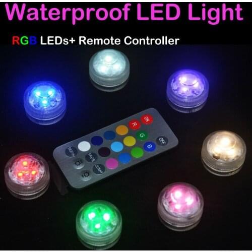 12 pcs/Lot 3CM Round Shape Remote Controller LED Submersible Lights LED Waterproof Candles Underwater Tealights for Wedding