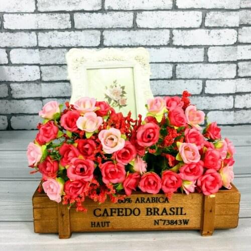 1xBouquet Artificial Rose Fake Silk Flower Leaf Bridal Wedding Decoration Home Party Festival Decor Flowers