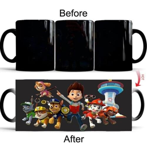 2021 Paw Patrol Color Changing Mug Ceramic Temperature Sensitive Breakfast Coffee Water Cup Game Children Birthday Kid Gifts