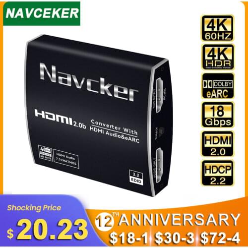2021 Best eARC HDMI 2.0 Audio Extractor 4K 60Hz RGB8:8:8 HDR HDMI Splitter Audio Converter 4K HDMI to Optical TOSLINK SPDIF 7.1