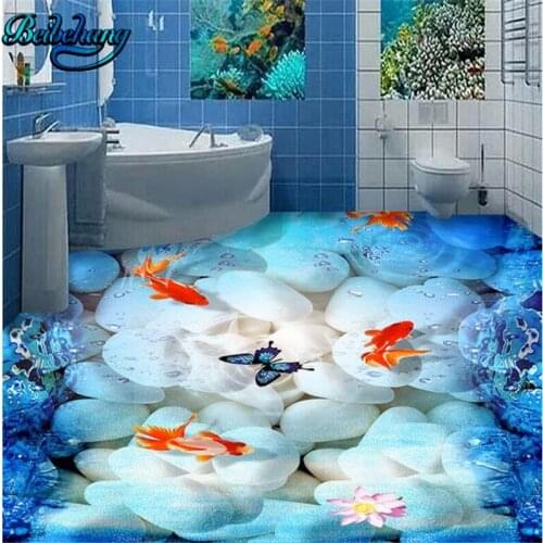 Beibehang 3D pebble underwater world bathroom floor background wall source document custom wallpaper mural decoration