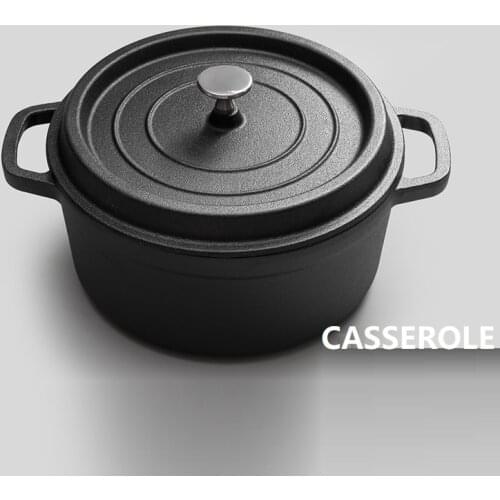 4L Casserole Cast Iron Cooker Soup Pot Uncoated Non-stick Pan thick Iron Cooker Pot Cooking Crock Pot
