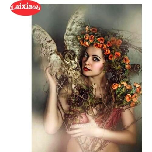5D DIY Diamond Painting Full Square/Round "Girl Owl" Diamond Embroidery Rhinestones flower beauty Picture Mosaic Home Decor art