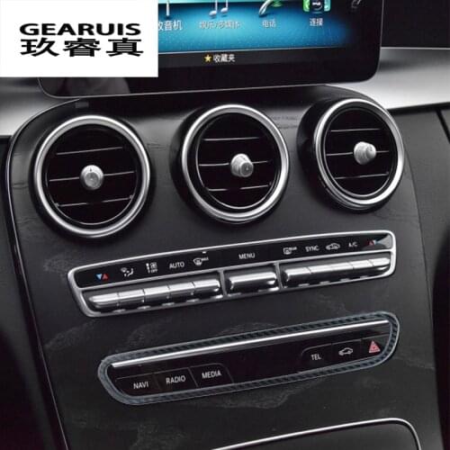 Car Styling Carbon fiber for Mercedes Benz C Class GLC X253 Air Conditioning CD Panel Buttons Stickers Auto Interior Accessories