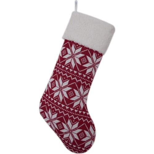 Free Shipping Fine Knitted Snowflake Burgundy Christmas Stocking Christmas tree decoration PH2376-RED