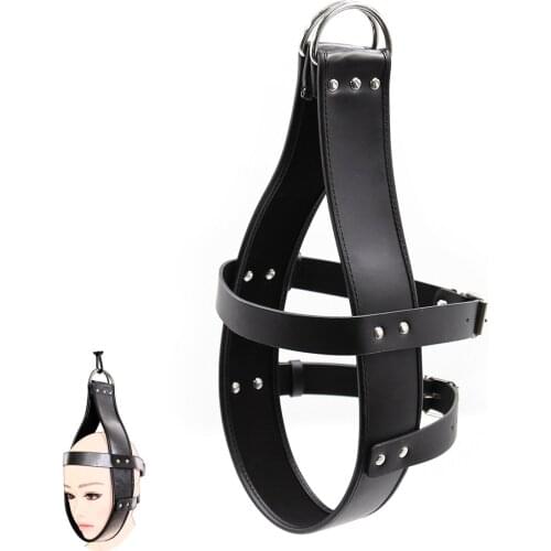 Hang Up Bondage Adjustable Leather Strap Hood for Men Women Couples Fetish Slave Role Play Erotic Restraints Sex Toys