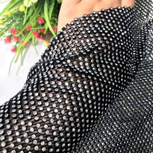 Black clothes cuff neckline elastic mesh diamond lace accessories, DIY clothing diamond accessories