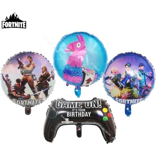4pcs Fortnite Balloons Black Gamepad Foil Balloon Children Birthday Party Decoration Supplies Kids Game Match Props Balloon Toys