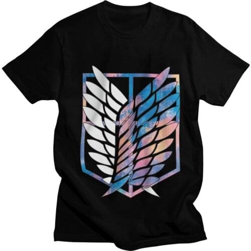 Novelty Attack On Titan T Shirt Men Short Sleeves 100% Cotton T-shirt Japanese Anime Manga Wings of Freedom Tees Graphic Tshirt