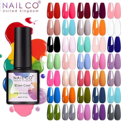 NAILCO 130 Colors Nail Gel UV LED Semi Permanent Nail Polish Art Varnish Hybrid 8 ml Lacquer Resin Remove with Acetone