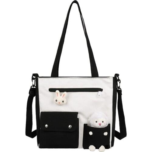 PURFAY Canvas Capacity Women Shoulder Bag Tote Shopper Bag Eco Reusable Travelling bag Cloth Messenger Bag Square Bag