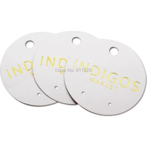 Customized round shape printed tag/jewelry paper tags/golden stamped labels/gift packing labels/DIY card garment tag printing