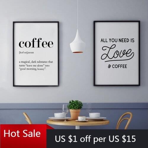 Coffee Quote Wall Art Prints Kitchen Home Aesthetic Room Decor Love Coffee Poster Canvas Painting Prints Coffee Shop Wall Decor