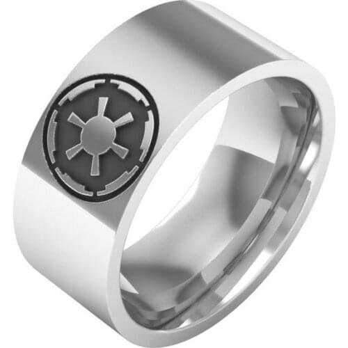 Titanium Steel Star Waos Empire Imperial logo Ring,the Silver Color Enamel Ring for Women/Men Collections Star Was Gift Jewelry