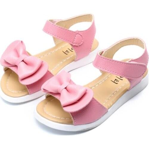 New Summer Sandals Bow Children Shoes Girls Sandals Baby Korean Party Princess Soft Beach Shoes Solid for 1-12years old