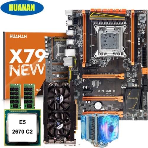 New arrival HUANAN ZHI deluxe X79 gaming motherboard with M.2 SSD slot CPU Xeon E5 2670 C2 RAM 32G(2*16G) GTX760 4G video card