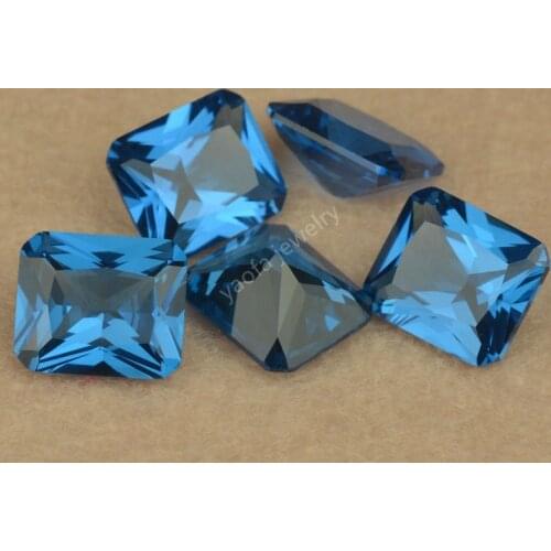 Wholesale 3x5~13x18mm 120# Deep Sea Blue Spinel Loose Baguette Octagon Shape Cut Lab Created Spinel Stone Gems For Jewelry