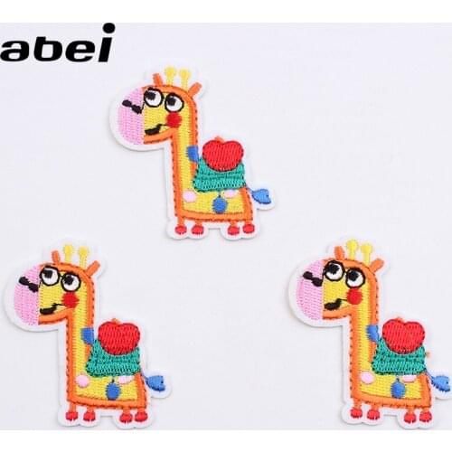 10pcs/lot Cartoon Giraffe Patches Iron On Cute Animal Stickers Clothing Appliques Sewing Coats Badge Baby Kids Garment Accessory