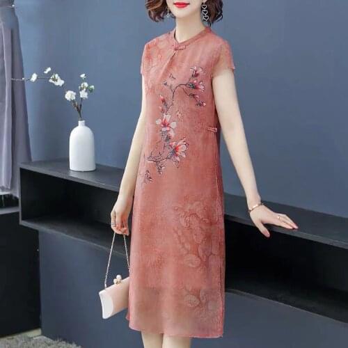 Large size mother dress noble and western style 2021 new wide lady middle-aged female summer dress mid-length dress