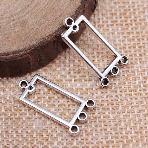 Handmade Pendants For Jewelry Accessories 20pcs Rectangular Earring Connector 22x12mm Antique Silver Plated