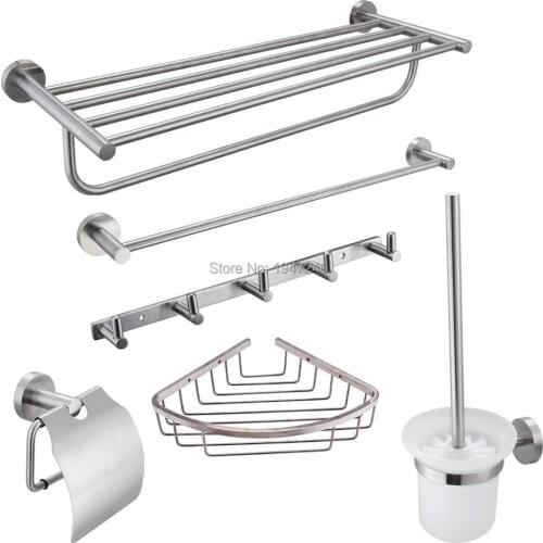 Factory Direct 100% Solid Stainless Steel Modern Style Wall Mounted Bathroom Hardware Accessories Bathroom Vessel Set