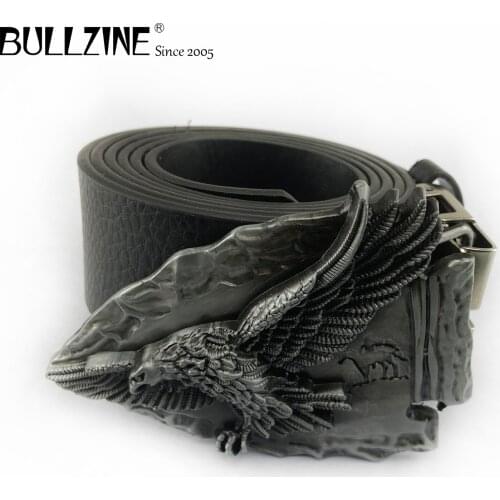 Bullzine zinc alloy retro Flying eagle belt buckle jeans gift belt buckle Free PU belt FP-02801 drop shipping
