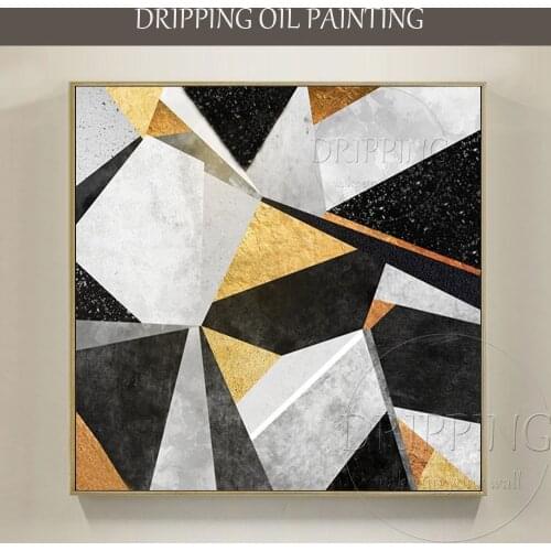 Artist Hand-painted High Quality Modern Abstract Nordic Geometric Oil Painting on Canvas Geometric Oil Painting for Living Room