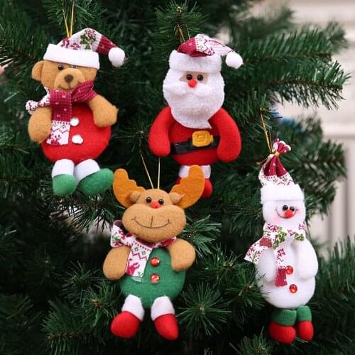 4pcs Christmas Santa Claus Snowman Doll Toy Christmas Tree Ornaments Decoration Exquisite For Home Xmas Happy New Year Gift 2020