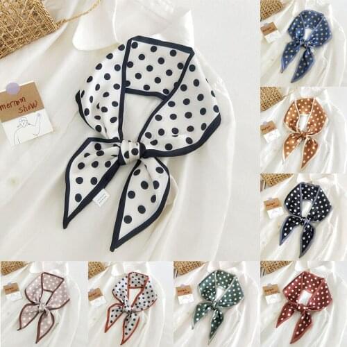 Korea Polka Dot Printing Neck Scarf Long Narrow Skinny Silk Scarves Decorative Double-sided Small Scarf DIY Bags Ribbon Tie Band