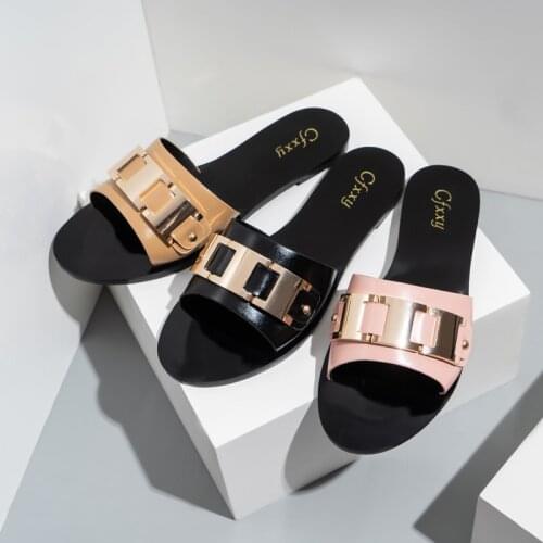 Womens Slippers Shoe Summer Flip-flops Shoes for 2021 Sabot Ladies Fashion Sandals Decorations Slipers Rubber Woman Chain Flop