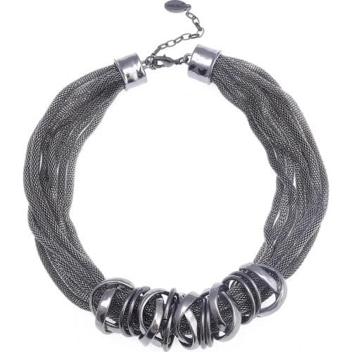 Fashion Women Multilayer Charm Choker Necklace Chunky Collar Rope Chain Statement Necklaces Party Gift 2018 2 Colors Mrs win