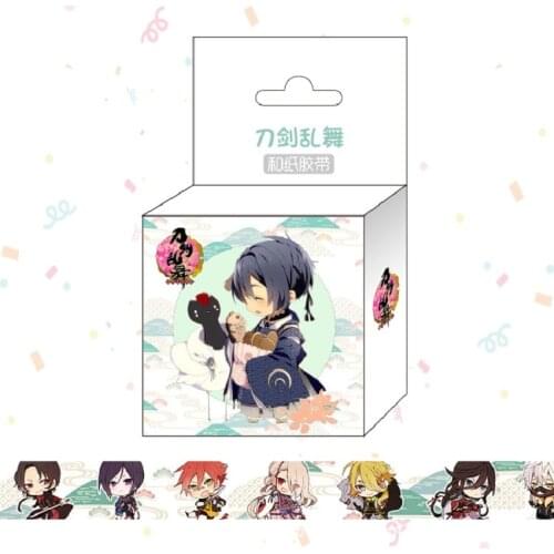 10pcs/lot 1.5cm*5m Touken Ranbu Anime Washi Tape Adhesive Tape DIY Scrapbooking Sticker Label Masking Tape toy gift