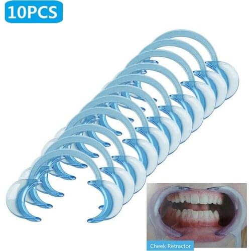 10pcs Mouth Opener Blue Disposable Plastic Dental Opener 3 Sizes c Type Reusable Health Care Whitening Cheeks Retractor