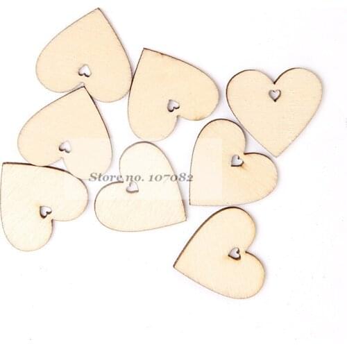 100pcs 25mm Natural Wood Double Hearts Chips Wedding Wish Christmas Tree Decorations Gift Tags Celebrations Crafts